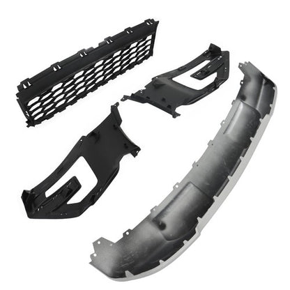 Solid Spare Compatible For 2016-2017 Ford Explorer Front Grille+Fog Light Frame*2+Skid Plate