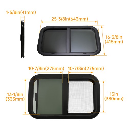 Solid Spare 2PK Universal 16" x 25" Horizontal RV Window Tinted Glass Sliding For RV Camper