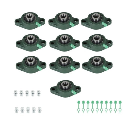 Solid Spare UCFL202-10 Pillow Block Flange Bearing 5/8" Bore 2 Bolt Solid Base 10PCS