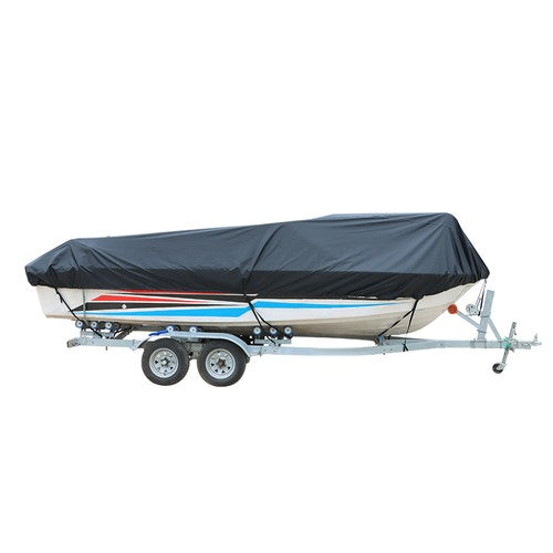 Solid Spare Waterproof Boat Cover Trailerable Fishing Tri-Hull V-Hull Runabouts 17-19ft