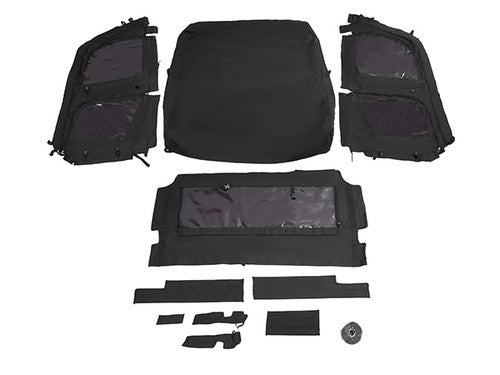 Solid Spare Soft Black Roof For Kawasaki Mule Pro FXT with PVC Upper Doors & Rear Window