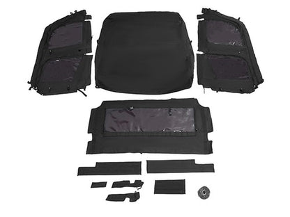 Solid Spare Soft Black Roof For Kawasaki Mule Pro FXT with PVC Upper Doors & Rear Window