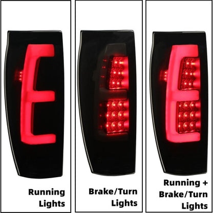 Solid Spare For 2002-06 Chevy Avalanche 1500 2500 LED Tube Bar Black Smoked Tail Lights Pair