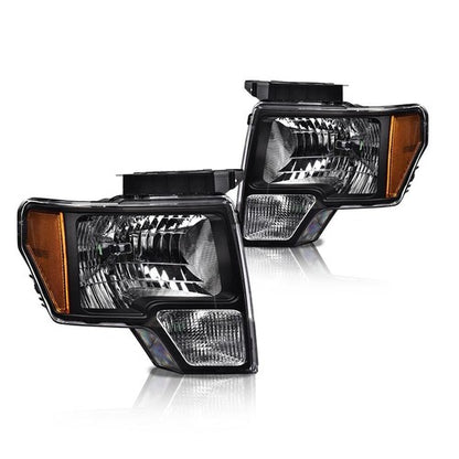 Solid Spare Black Headlights+Tail Lights Brake Lamps Fit For 2009-2014 Ford F150 Pickup