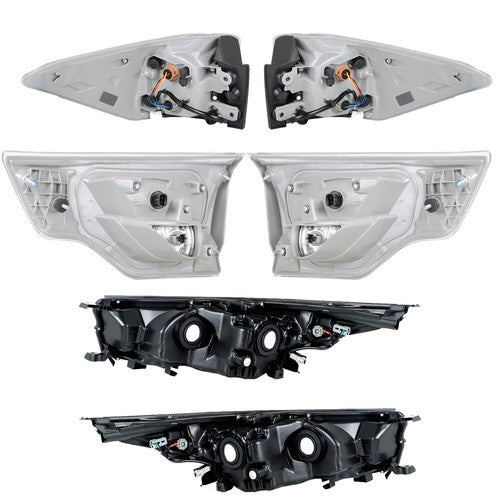 Solid Spare Outer+Inner Taillights Fit For 14-16 Toyota Highlander 1 Pair Chrome Headlights
