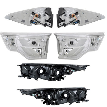 Solid Spare Outer+Inner Taillights Fit For 14-16 Toyota Highlander 1 Pair Chrome Headlights