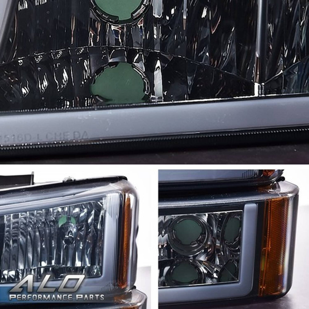 Solid Spare FIT FOR 03-06 CHEVY SILVERADO SMOKED/AMBER HEADLIGHT/LAMP W/ LED DRL US
