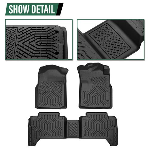 Solid Spare TPE Floor Mats Fit For 2005-2015 Toyota Tacoma Double Cab All Weather Liners