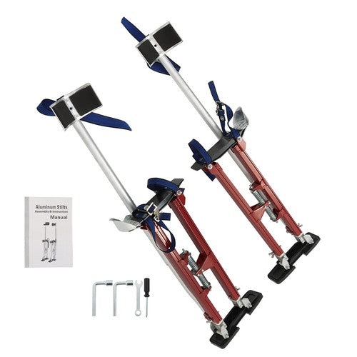 Solid Spare Aluminum Drywall Adjustable Height Stilts Tool For Painter Taping Red 24"-40"