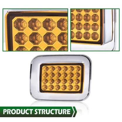 Solid Spare Fit For 2003-2009 Hummer H2 Amber Lens LED Front Turn Signal Light Parking Lamp