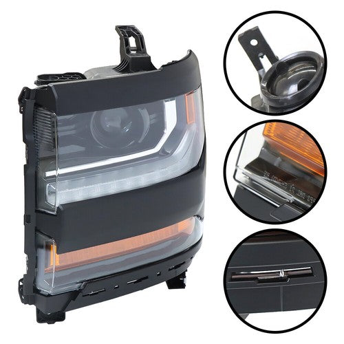 Solid Spare w/ LED DRL For Chevy Silverado 1500 2016-2018 Headlamp Headlight HID/Xenon Left