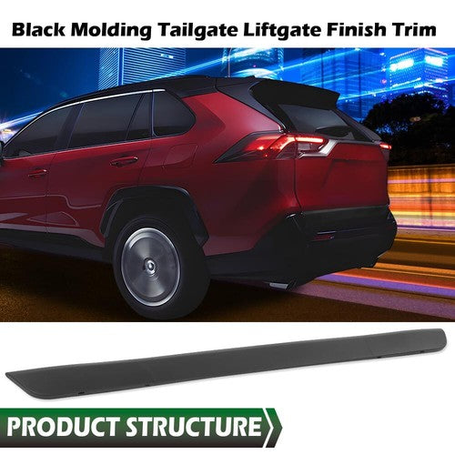 Solid Spare Fit For 2019-2022 Toyota RAV4 Black Molding Tailgate Liftgate Finish Trim