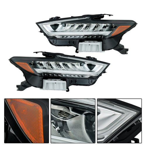 Solid Spare LED 1 Pair Headlights Assembly Set Fit For Nissan Maxima 2019 2020 2021 Front
