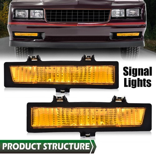 Solid Spare New Fit For 1981-1988 Chevy Monte Carlo SS Front Park Turn Signal Lights Yellow