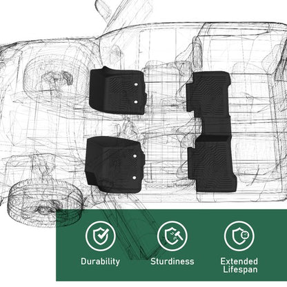 Solid Spare Fit For 2015-2021 Mercedes-Benz C-Class Sedan All Weather TPE Floor Mats Liners