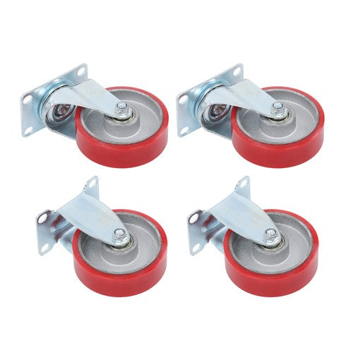 Solid Spare 4Pcs Swivel Caster Wheels 4 Inch Polyurethane Galvanized (Two Fixed & Universal)