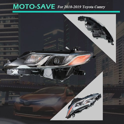 Solid Spare Driver Side Black Housing Headlight Lamp For Toyota Camry L/Le/Se 2018-2019