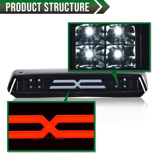 Solid Spare Fit For 04-08 Ford F150 F-150 3D LED Third Brake Tail Light Cargo Lamp Smoke
