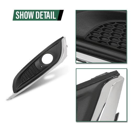 Solid Spare Fit For 2014-2017 Buick Regal Fog Light Bezel Lamp Cover w/ Chrome Trim Left