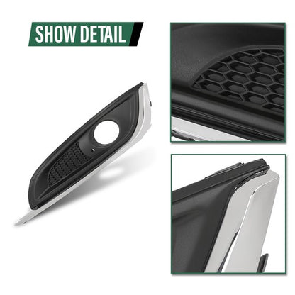 Solid Spare Fit For 2014-2017 Buick Regal Fog Light Bezel Lamp Cover w/ Chrome Trim Left