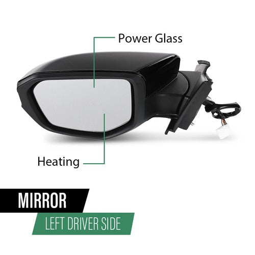 Solid Spare Left Power Mirror Manual Fold Heated w/ 5-Pin Fit For 2016-2021 Honda Civic