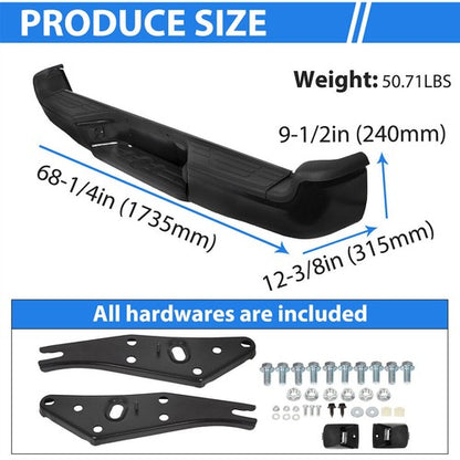 Solid Spare NEW Steel - Complete Black Rear Bumper Assembly For 2005-2015 Tacoma 05-15 SR5