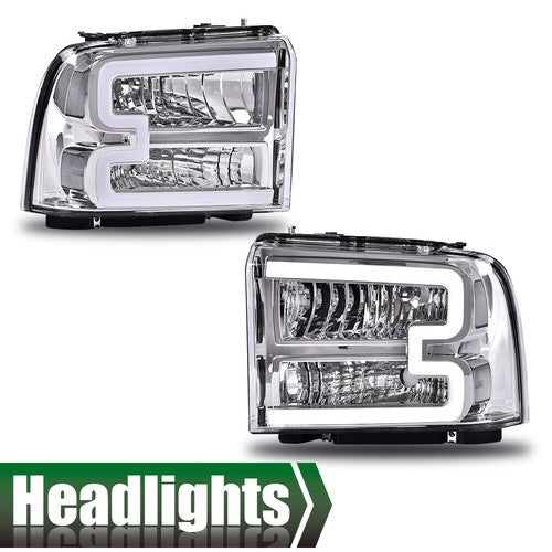Solid Spare Clear Corner Headlights w/ LED DRL Fit For 2005-2007 Ford F250 F350 Super Duty