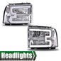 Solid Spare Clear Corner Headlights w/ LED DRL Fit For 2005-2007 Ford F250 F350 Super Duty