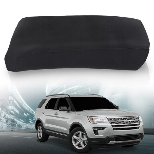 Solid Spare Fit For 2011-2018 Ford Explorer Leather Console Lid Armrest Cover Black Stitch