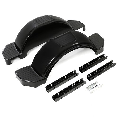 Solid Spare Glossy Black 2 (TWO) SINGLE AXLE TRAILER FENDERS FOR 13" WHEELS TIRES SKIRT BOAT