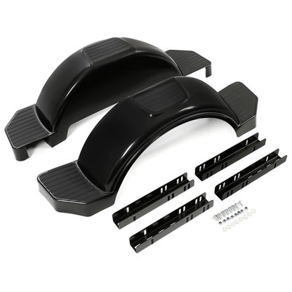 Solid Spare Glossy Black 2 (TWO) SINGLE AXLE TRAILER FENDERS FOR 13" WHEELS TIRES SKIRT BOAT