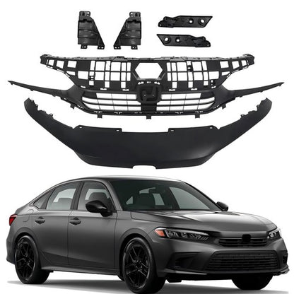 Solid Spare Fits Honda Civic Sport 2022-2024 Front Bumper Upper Grille+Grill Cover Molding