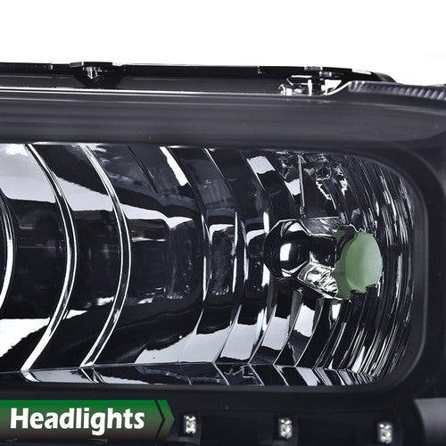 Solid Spare Smoke Lens LED DRL Headlights Fit For 05-07 Ford F250 F350 F450 F550 Super Duty