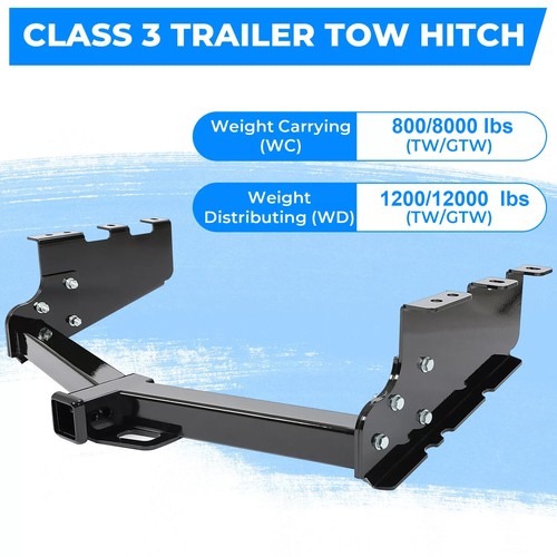Solid Spare Class-3 Trailer Hitch Rear Bumper Tow Kit 2" For Silverado GMC Sierra 1500 14-19