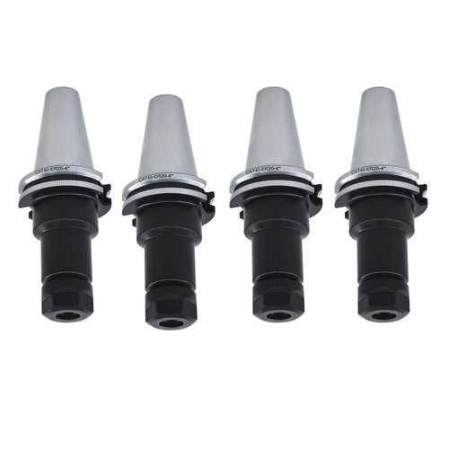 Solid Spare 4 Chucks Tool Holder Set CAT40-ER20 Collet Chucks W. 4" Long Gage Length