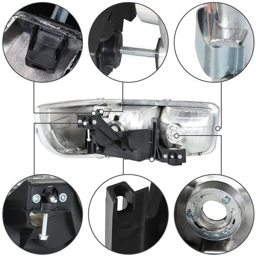 Solid Spare Pair Set For GMC Sierra 1500 1999-2007 Headlight Replacement Halogen Clear Lens