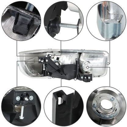 Solid Spare Pair Set For GMC Sierra 1500 1999-2007 Headlight Replacement Halogen Clear Lens