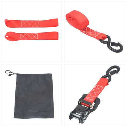 Solid Spare 4 Pcs Steel Ratchet Strap with S Hooks 1.6in*8ft Fracture Strength 5208lbs Red