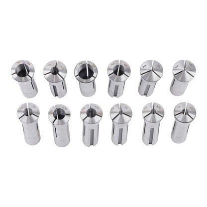 Solid Spare 12 Piece R8 Collet Set Fractional 1/8" To 7/8" High Precision For Bridgeport