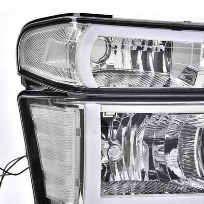 Solid Spare Fit For 04-12 Chevy Colorado GMC Canyon LED Tube Headlights Bumper Lamps Chrome