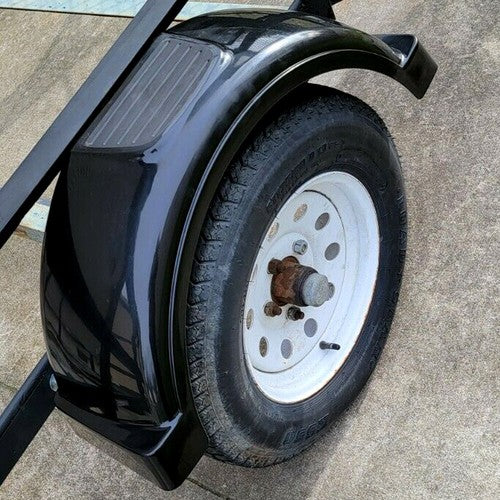 Solid Spare Set Of 2 Single Axle Trailer Fenders w/ Top Step For 13" Wheels Tires Skirt Boat
