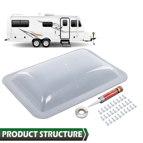 Solid Spare 17.8" X 25.8" RV Camper Skylight Exterior Cover w/ Installation Accessories
