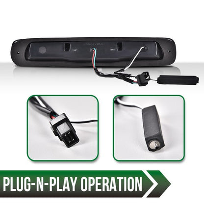 Solid Spare Fit For 1999-2007 Silverado/Sierra Third 3rd Brake Light Cargo Lamp Black/Smoked