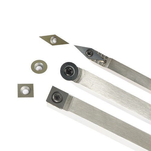 Solid Spare Carbide Woodturning Tool Mini Size 3 Piece Set Includes Diamond Shape Round