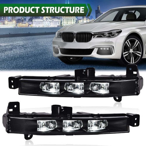 Solid Spare Fit For 16-2019 BMW G11 G12 740i 750i Front Bumper LED Fog Lights Driving Lamps