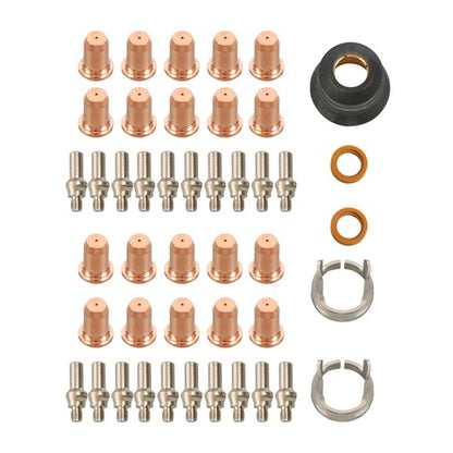 Solid Spare IPT-60 PT-60 IPT-40 PT40 Plasma Cutting Torch Tips Electrode Shield Cap 45 Pcs