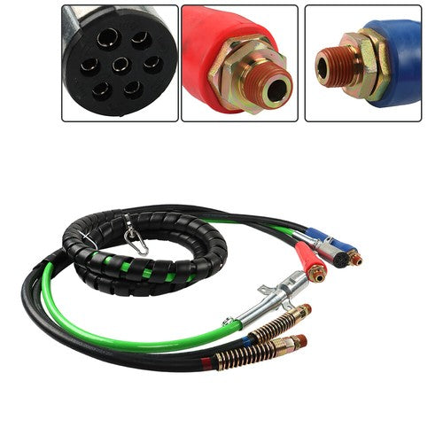 Solid Spare Wrap Set Air Line Hose Assemblies 12Ft 3-in-1 For Semi/Truck/Tractor/Trailer