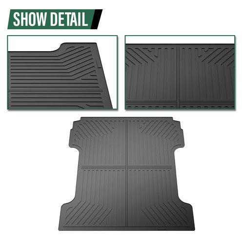 Solid Spare Fit For 2014-2018 Silverado Sierra 1500 5.8FT All Weather TPE Truck Bed Mat