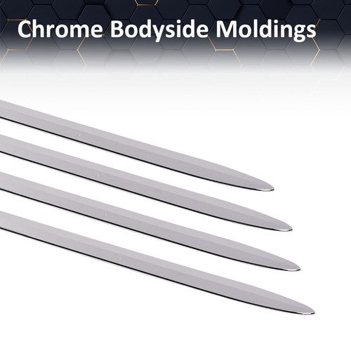 Solid Spare Fit For 19-22 Chevy Silverado 1500 Crew Cab 4Pcs Body Side Molding Trim Chrome