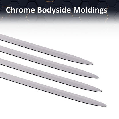 Solid Spare Fit For 19-22 Chevy Silverado 1500 Crew Cab 4Pcs Body Side Molding Trim Chrome